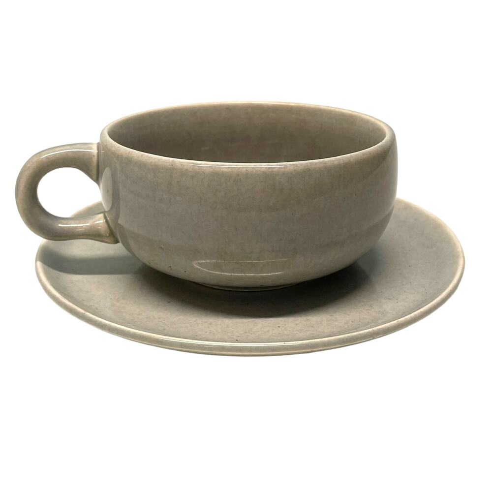 Russel Wright Pottery Teacup Demitasse Coffee Cup and Saucer Granite Gray